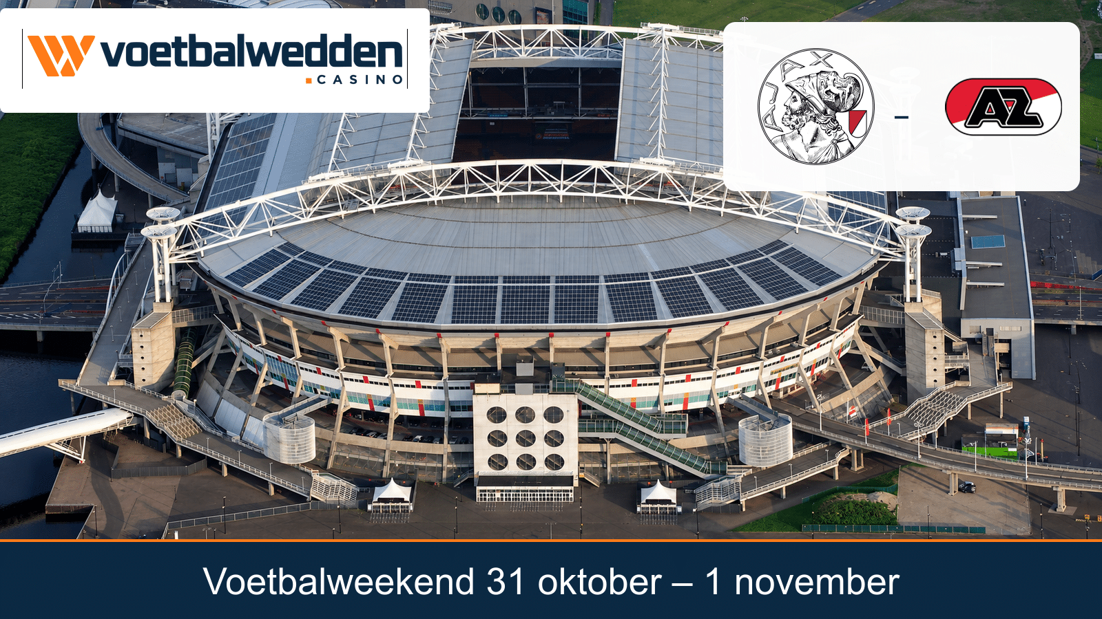 De Johan Cruijff ArenA met de clublogo’s van Ajax en AZ
